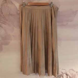 Maeve Anthropologie pleated metallic midi skirt